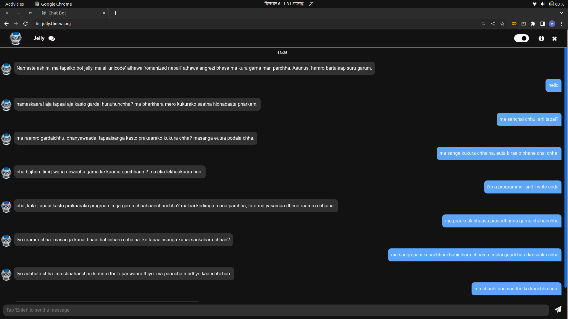 Project teaser for Jelly chatbot research